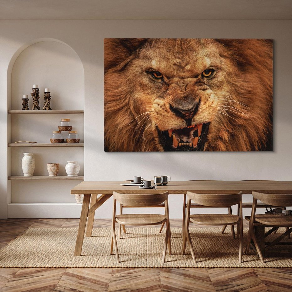 Obraz na płótnie 70x50 - Władca Sawanny - lew, sawanna
