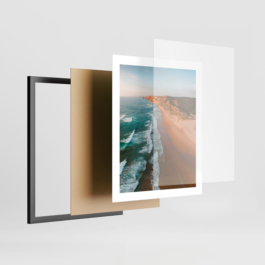 Plakat w ramie 40x50 - Z Lotu Ptaka - fotografia, plaża - rama czarna