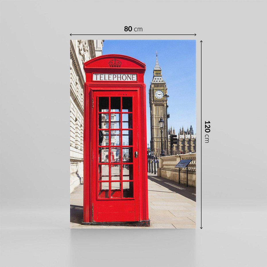 Obraz na płótnie 80x120 - Ikoniczna budka telefoniczna w Londynie - budka, telefoniczna