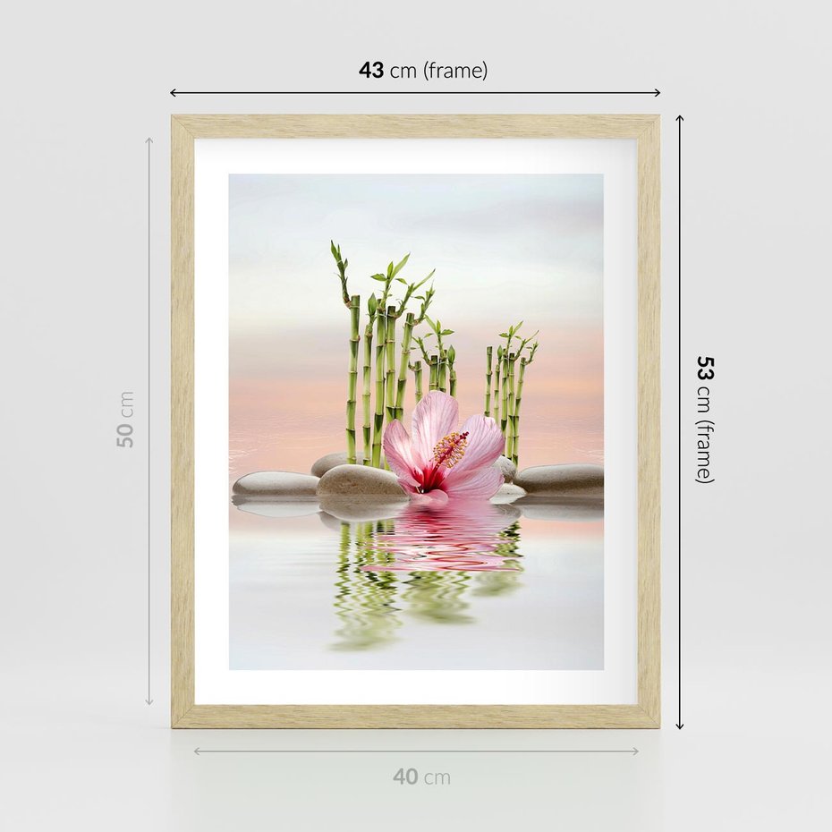 Plakat w ramie 40x50 - Harmonia i relaks - spa, bambus - rama drewno