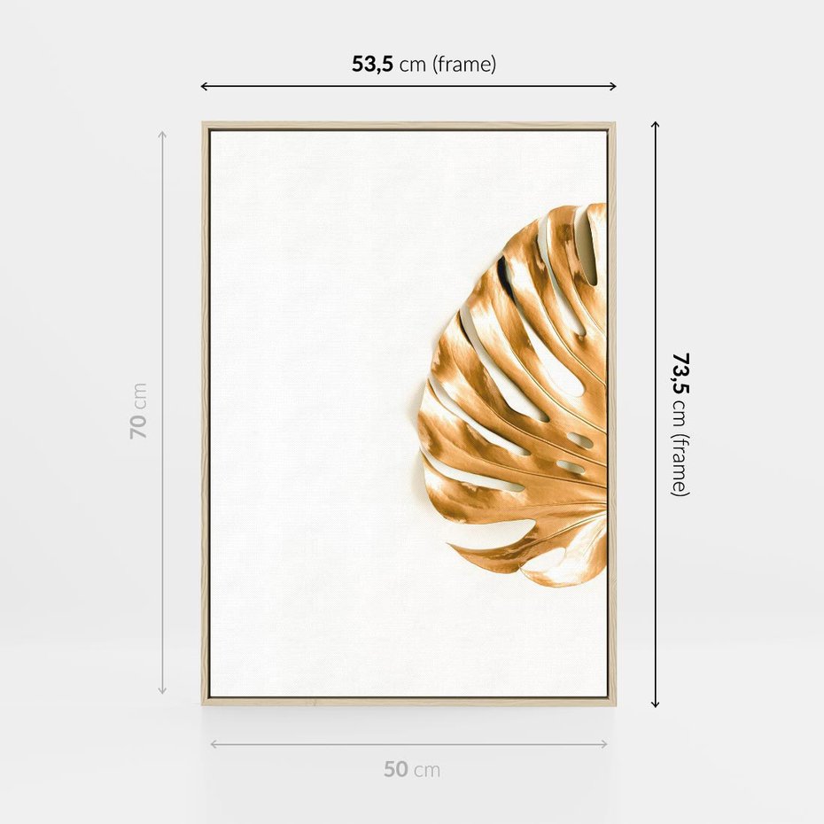 Obraz w ramie 50x70 - Przyjemność dla Oczu - złote, liście - rama drewno