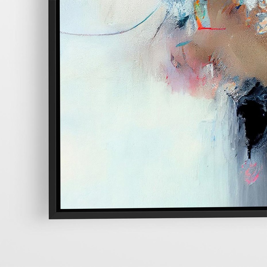 Obraz w ramie 100x70 - Kontrapunkty zatajonych uczuć - dynamiczna abstrakcja, bałagan na płótnie - rama czarna