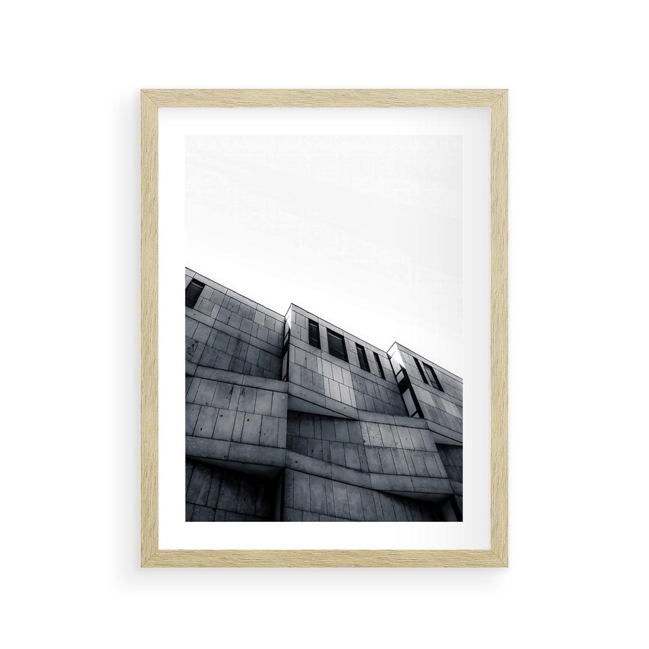 Plakat w ramie 30x40 - Surowa Elegancja Architektury - architektura, surowe formy - rama drewno