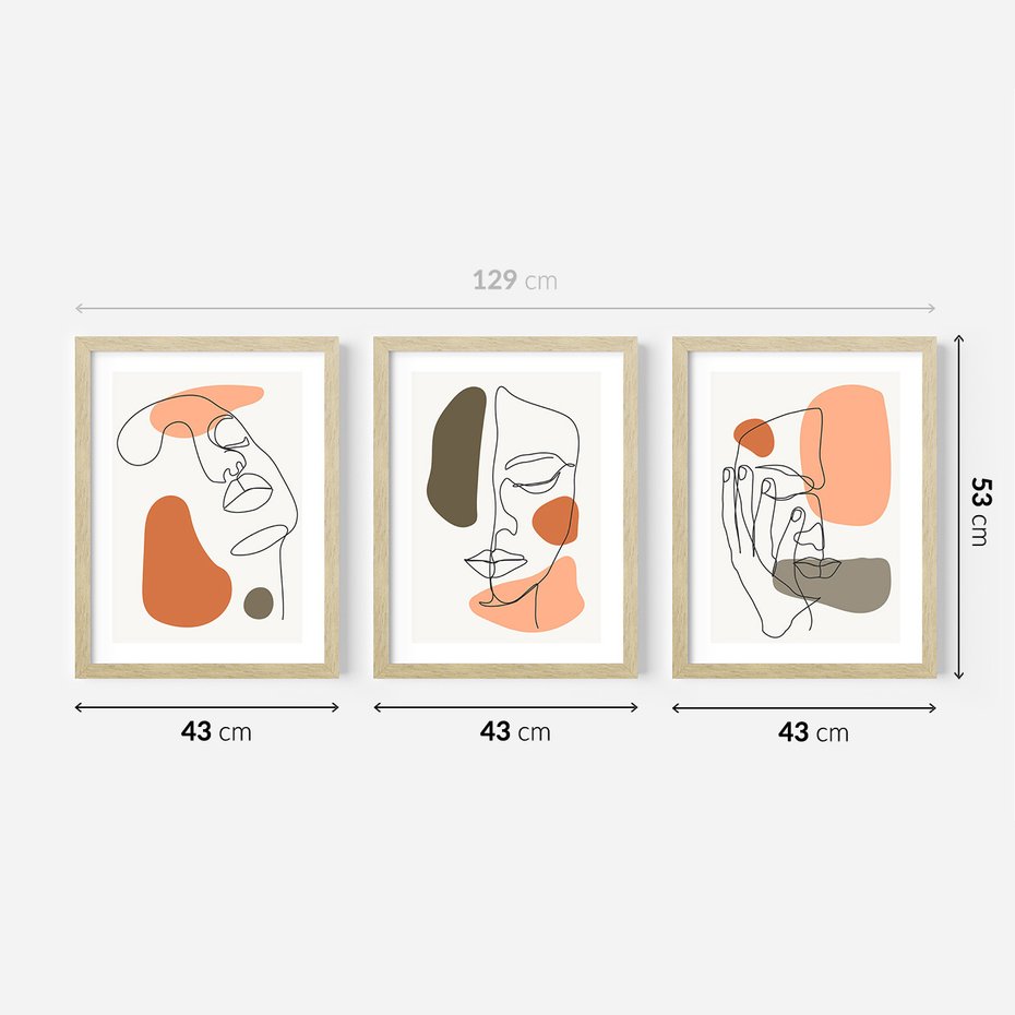 Zestaw obrazy w ramie 40x50 galeria - Graficzne, twarze, kobiet, nowoczesny - rama drewno