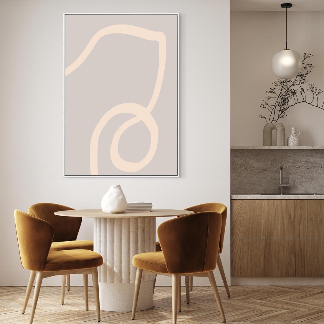 Obraz w ramie 80x120 - Wystylizowana Rewolucja - minimalistyczny obraz, nowoczesny - rama biała