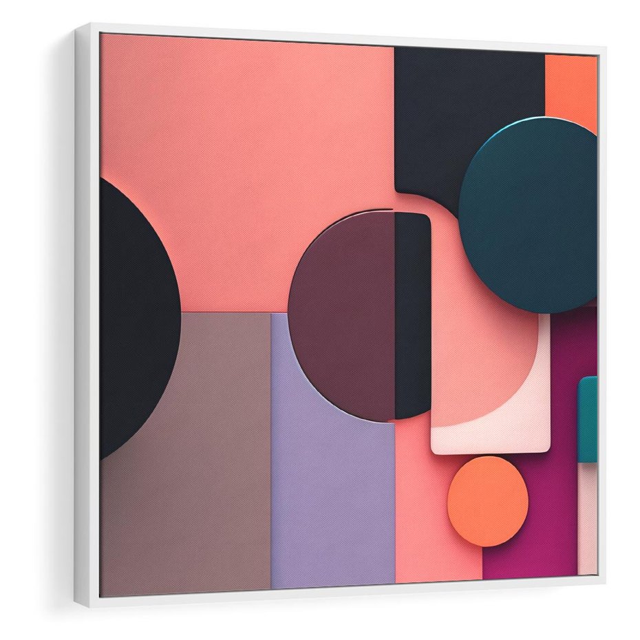 Obraz w ramie 50x50 - Przenikanie przestrzeni czasu - abstrakcja, geometria - rama biała