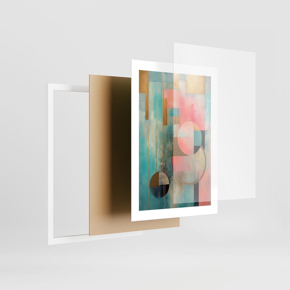 Plakat w ramie 30x40 - Abstrakcyjny Bałagan - abstrakcja, obraz olejny - rama biała