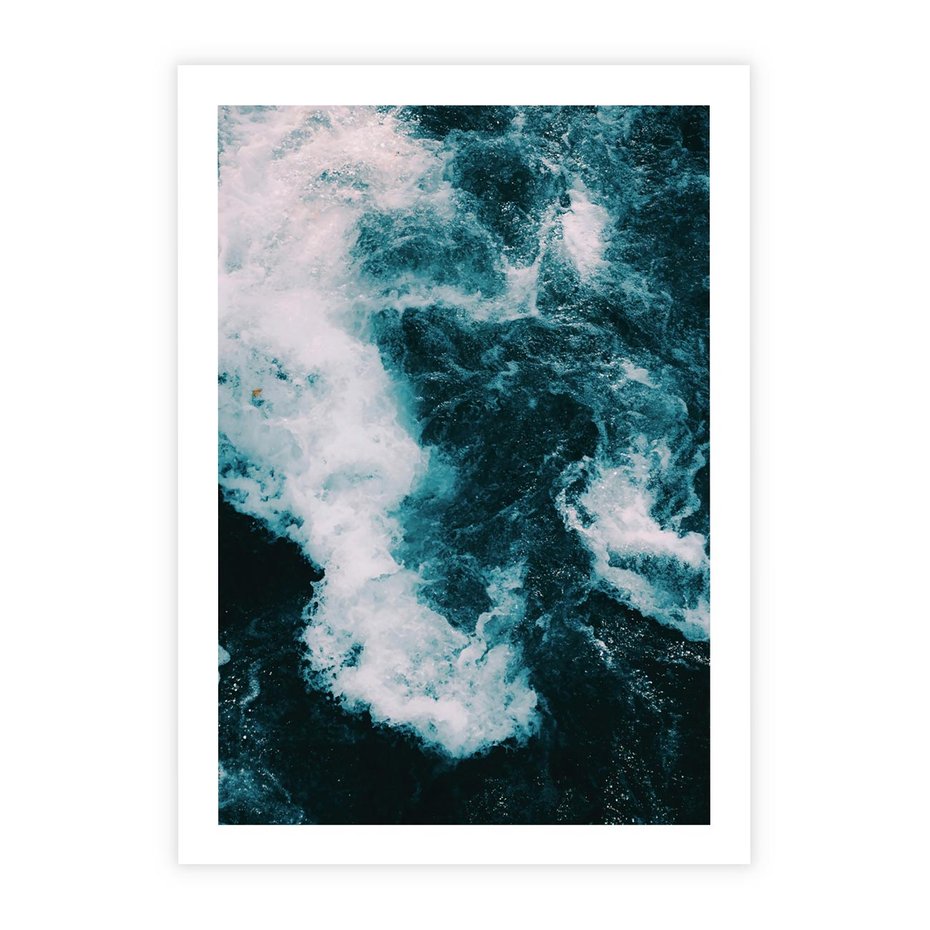 Plakat bez ramy 50x70 - Fale w Odcieniach Turkusu - ocean, fale