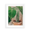 Plakat w ramie 40x50 - Boho Urok - kaktus w doniczce, gliniana doniczka - rama biała