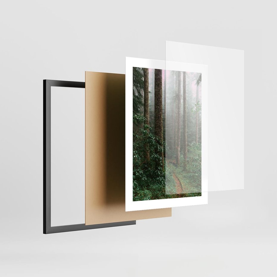 Plakat w ramie 30x40 - Mgliste Marzenia - artystyczna fotografia, las - rama czarna