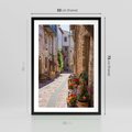 Plakat w ramie 50x70 - Malownicze Zakątki Miasta - uliczka, perspektywa - rama czarna