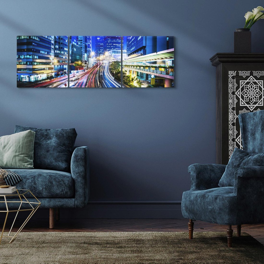 Obraz na płótnie 120x40 - Nocne Światła Miasta - noc, miasto