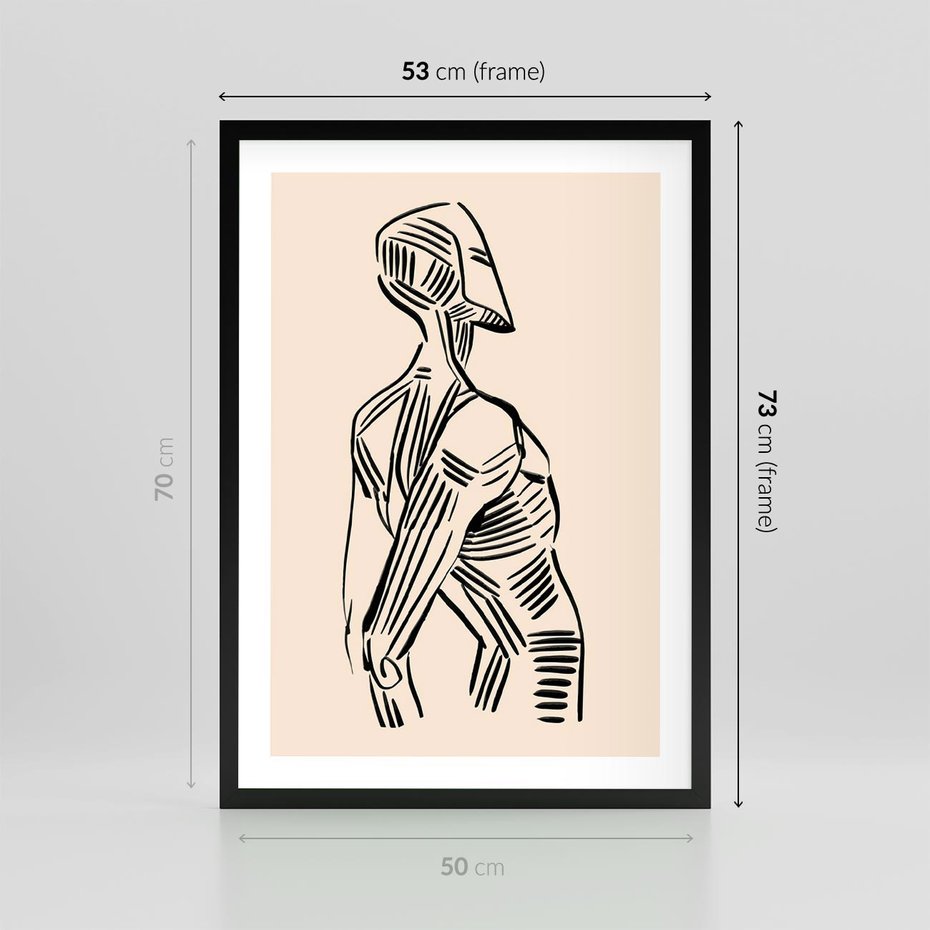 Plakat w ramie 50x70 - Eksploracja Wizualna - szkic, czarno biały - rama czarna