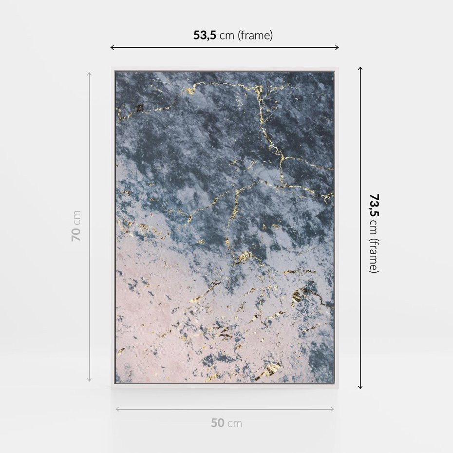 Obraz w ramie 50x70 - Elegancja i Wyrafinowanie - marmur, złoto - rama biała