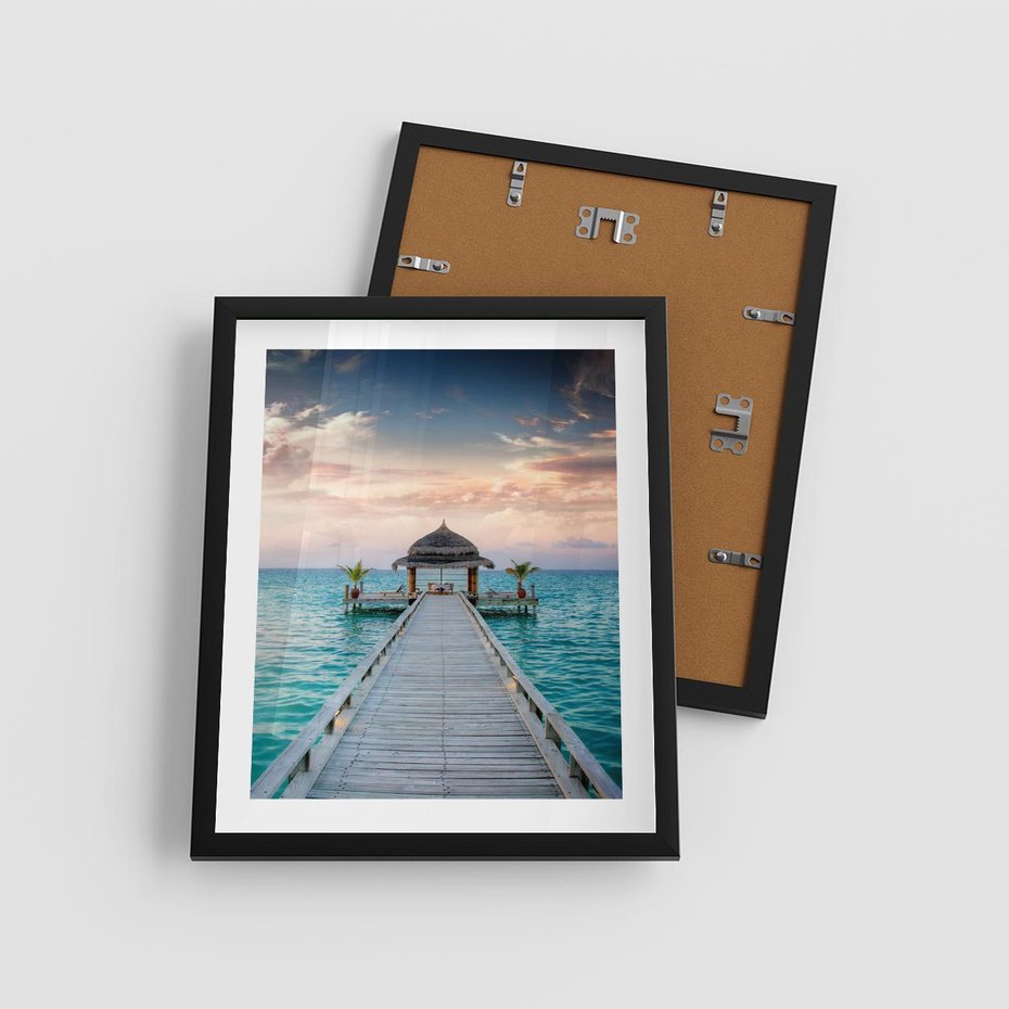 Plakat w ramie 40x50 - Morski Pomost - morze, pomost - rama czarna