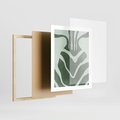 Plakat w ramie 40x50 - Zieleń Odpoczynku - zielony plakat, nieregularne splątane linie - rama drewno