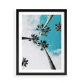 Plakat w ramie 50x70 - Palmy w Gorącym Niebie - palmy, ujęcie z dołu - rama czarna