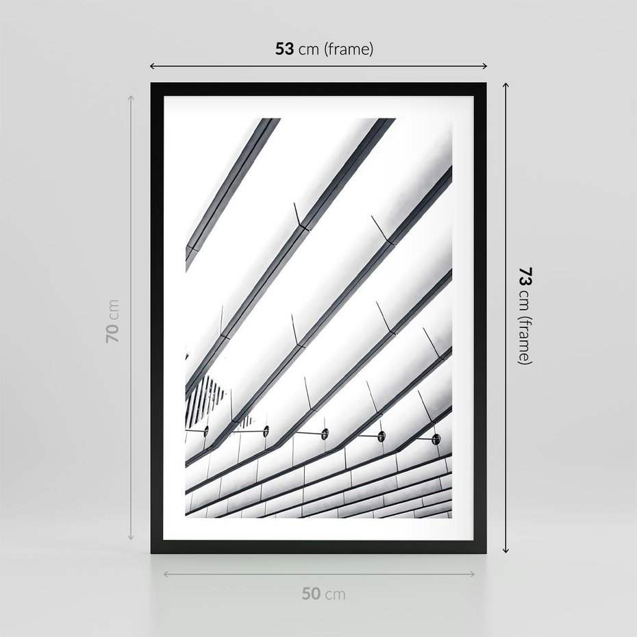 Plakat w ramie 50x70 - Czarno-Biała Fotografia Architektury - nowoczesna architektura, bialo czarny - rama czarna
