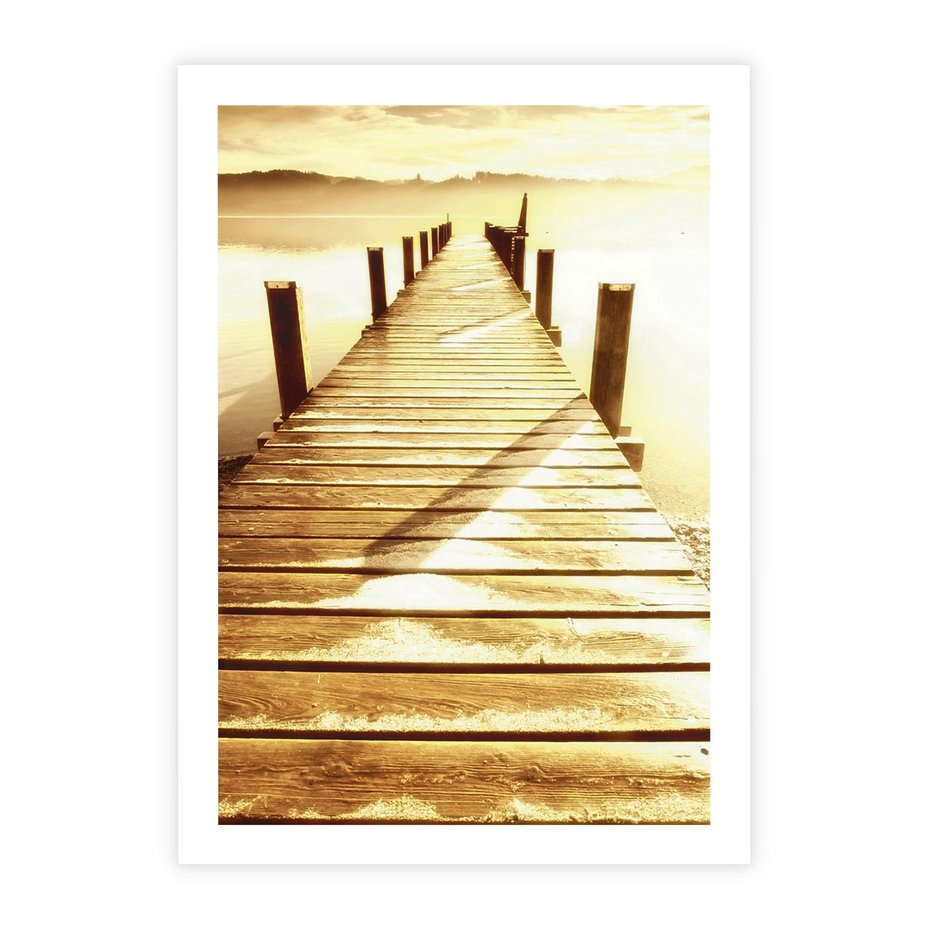 Plakat bez ramy 40x50 - Stary pomost w sepia - pomost, sepia