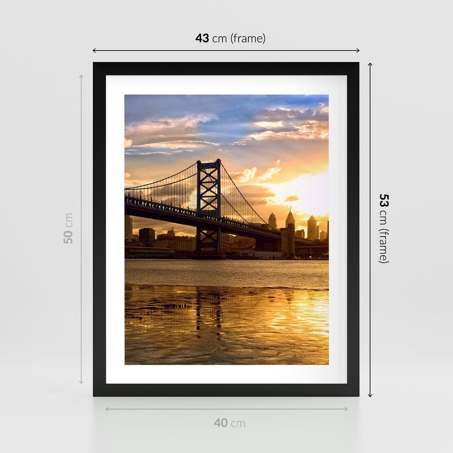Plakat w ramie 40x50 - Most w mieście - most, miasto - rama czarna