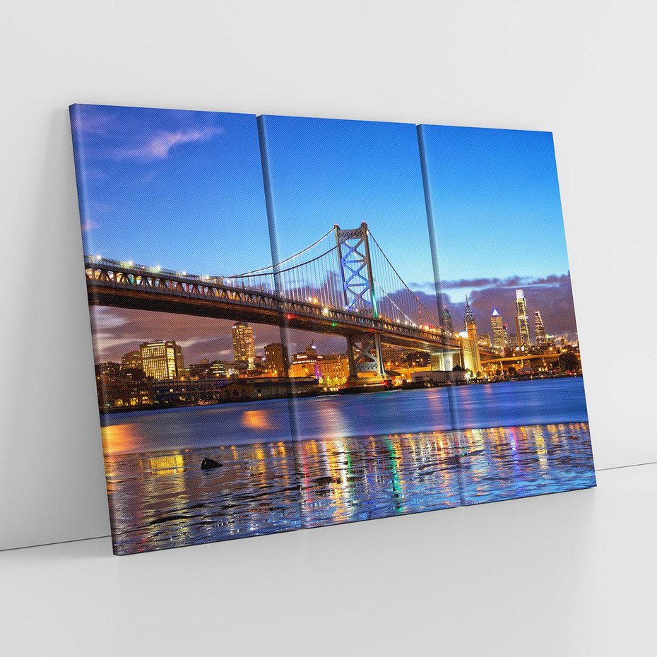 Obraz na płótnie 120x80 - Zachód słońca na moście w Filadelfii - Filadelfia, most