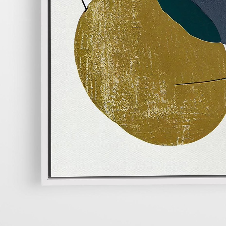 Obraz w ramie 100x70 - Złoto Granatu - abstrakcyjne plamy koloru, złoto - rama biała