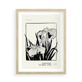 Plakat w ramie 50x70 - Spojrzenia na szkicowaną przeszłość - kwiaty, typografia - rama drewno