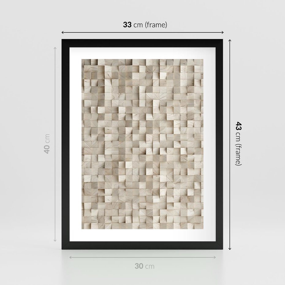 Plakat w ramie 30x40 - Geometryczne 3D: Abstrakcyjna Harmonia - geometryczne, 3D - rama czarna