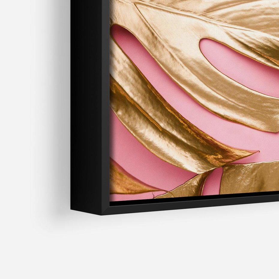 Obraz w ramie 50x50 - Przyjemność w Naturze - złote, liście - rama czarna