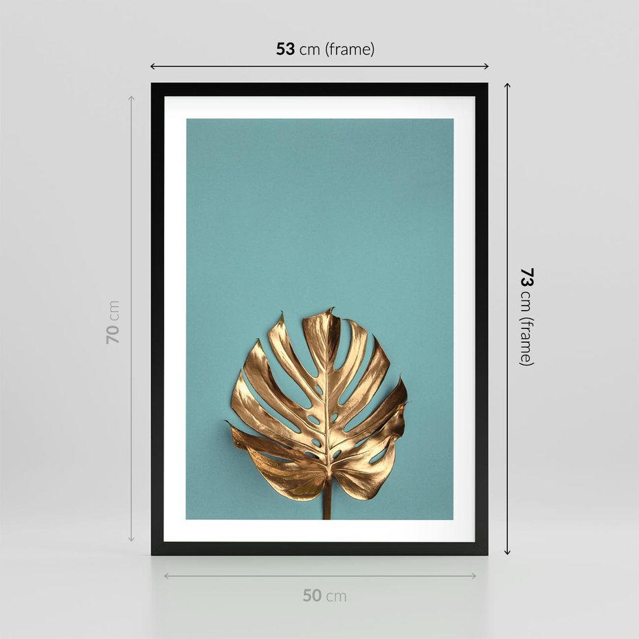 Plakat w ramie 50x70 - Piękno Natury - złote, liście - rama czarna