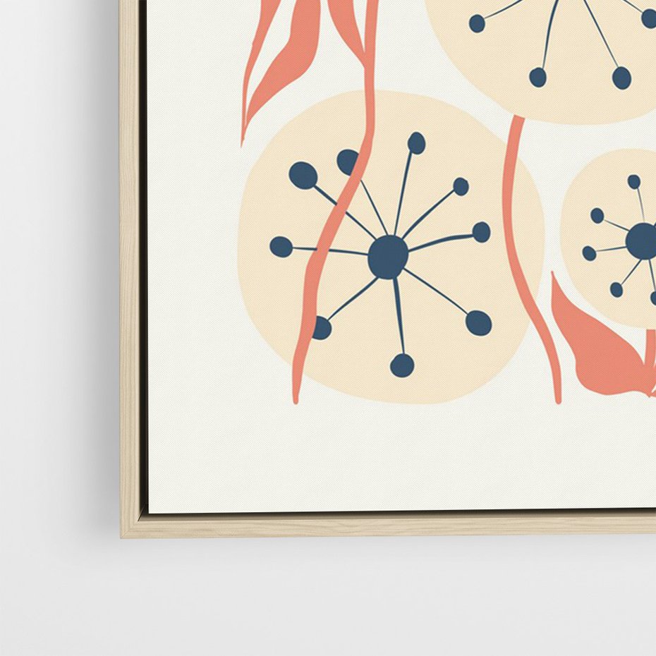 Obraz w ramie 70x100 - Impresje Harmonii - abstrakcyjne kwiaty, rośliny - rama drewno