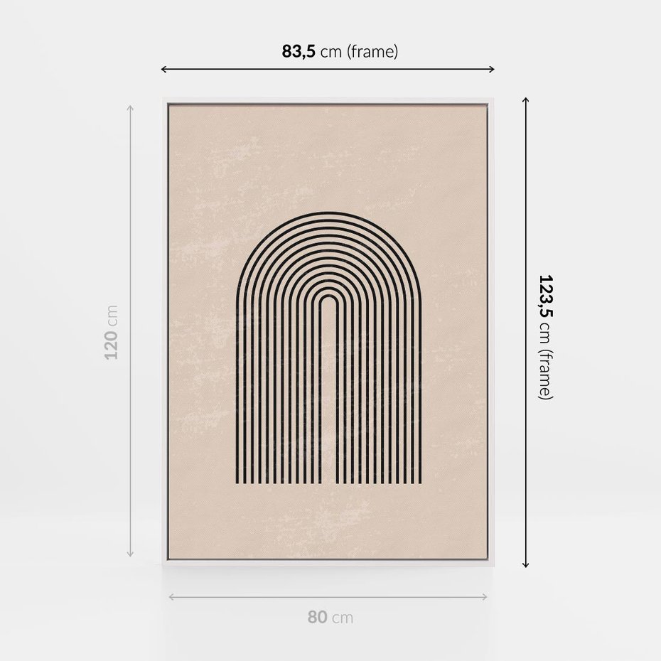 Obraz w ramie 80x120 - Migocące Echa - abstrakcyjne linie, geometria - rama biała