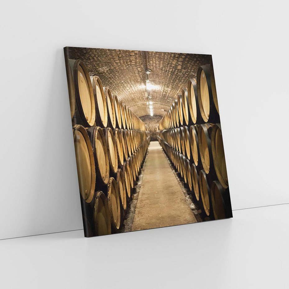 Obraz na płótnie 70x70 - Winniczka - winnica, beczki