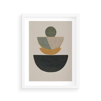 Plakat w ramie 50x70 - Podróżne Refleksyjne Odbicia - abstrakcyjny obraz, kolory ciepłe - rama biała