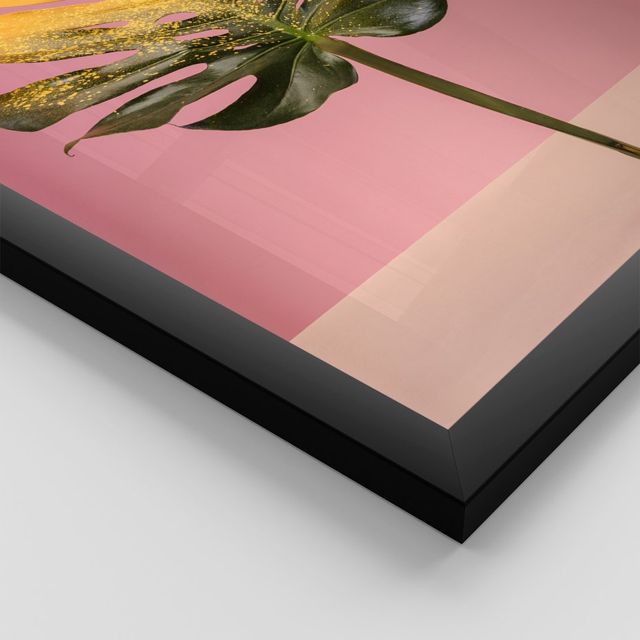 Zestaw obrazy w ramie 50x70 galeria - Monstera, liście, retro, pastele - rama czarna