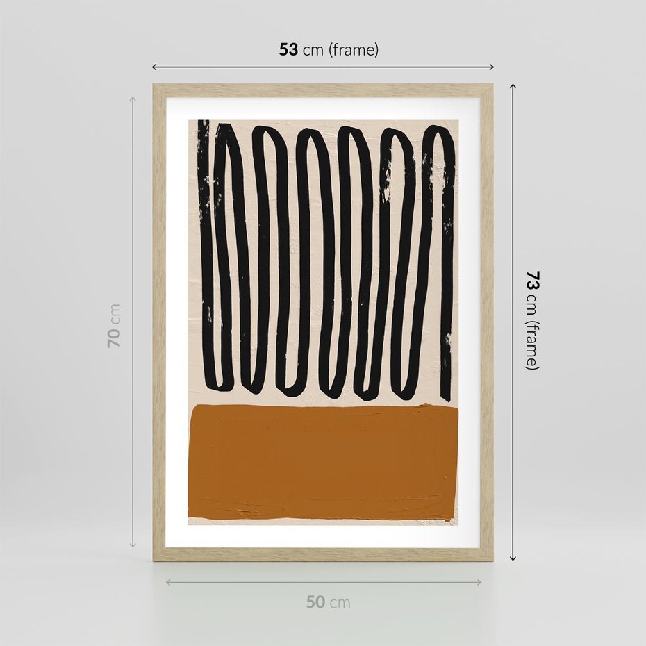 Plakat w ramie 50x70 - Boho Impulsy Kreatywności - abstrakcyjny plakat, brąz - rama drewno