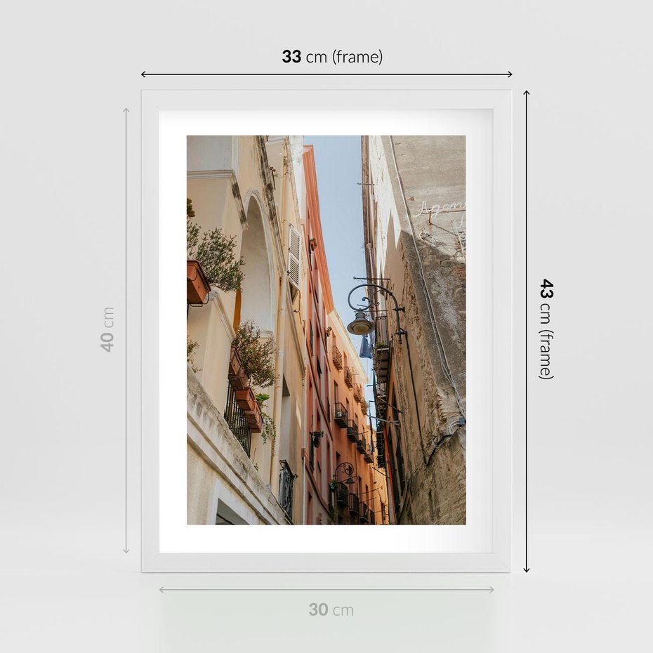 Plakat w ramie 30x40 - Włoskie uroki - włoskie, uliczki - rama biała