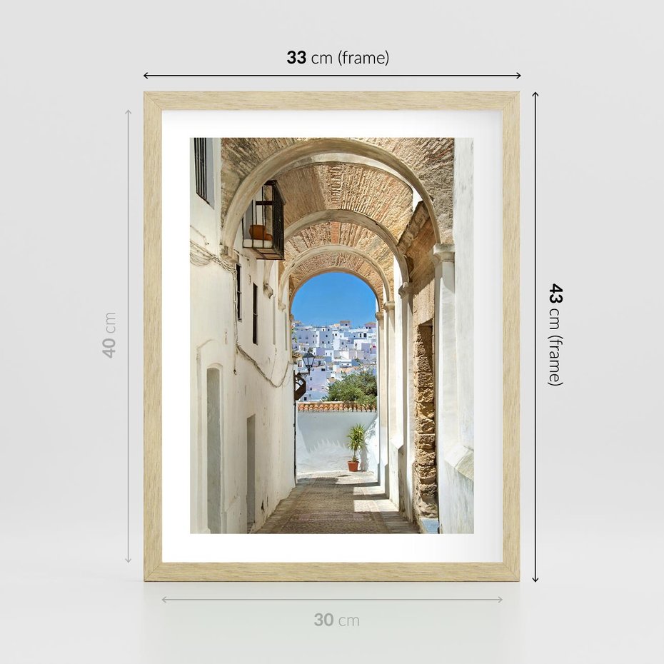 Plakat w ramie 30x40 - Romantyczna Przeprawa - romantyczna, uliczka - rama drewno