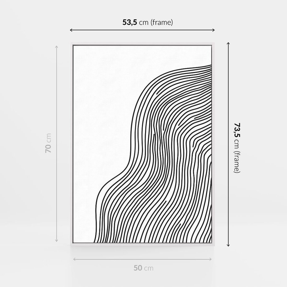 Obraz w ramie 50x70 - Refrakcje Przestrzeni - mnimalistyczna forma, czarne linie - rama biała