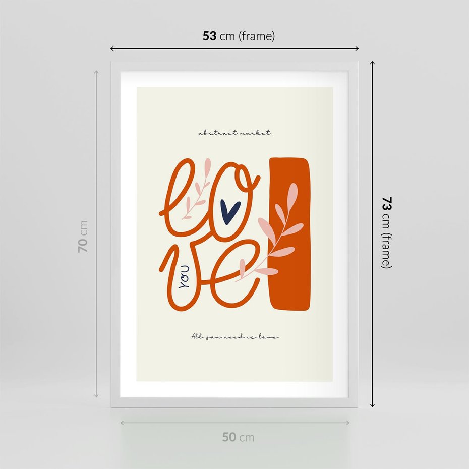 Plakat w ramie 50x70 - Pastelowa Siła Miłości - miłość, love - rama biała