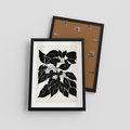 Plakat w ramie 30x40 - Ruchome szkicowe odbicia - czarno biała grafika, roślinność - rama czarna