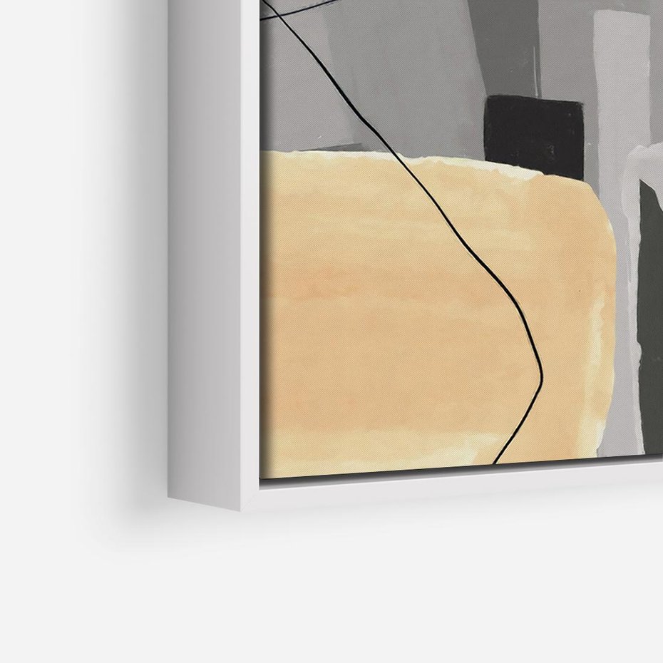 Obraz w ramie 50x50 - Harmonia w chaosie serca - abstrakcja na szarym tle, kolorowe plamy koloru - rama biała