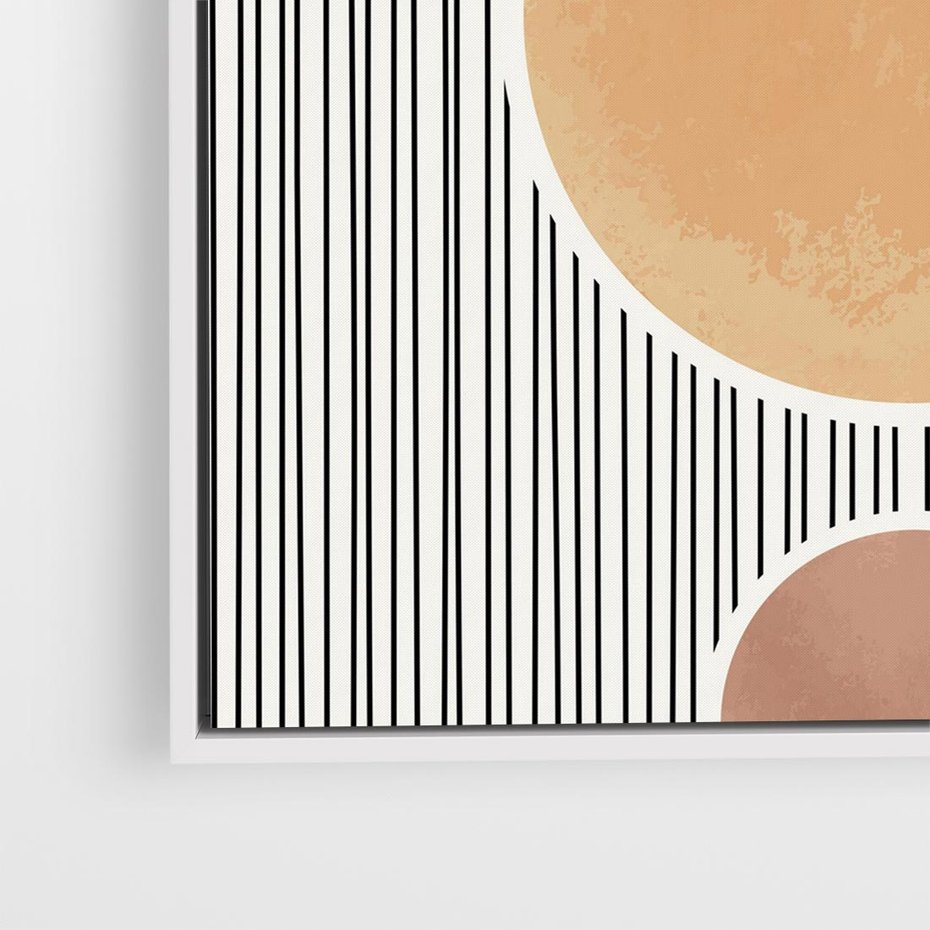 Obraz w ramie 80x80 - Taniec Linii - abstrakcyjna nowoczesna sztuka, koła okręgi - rama biała