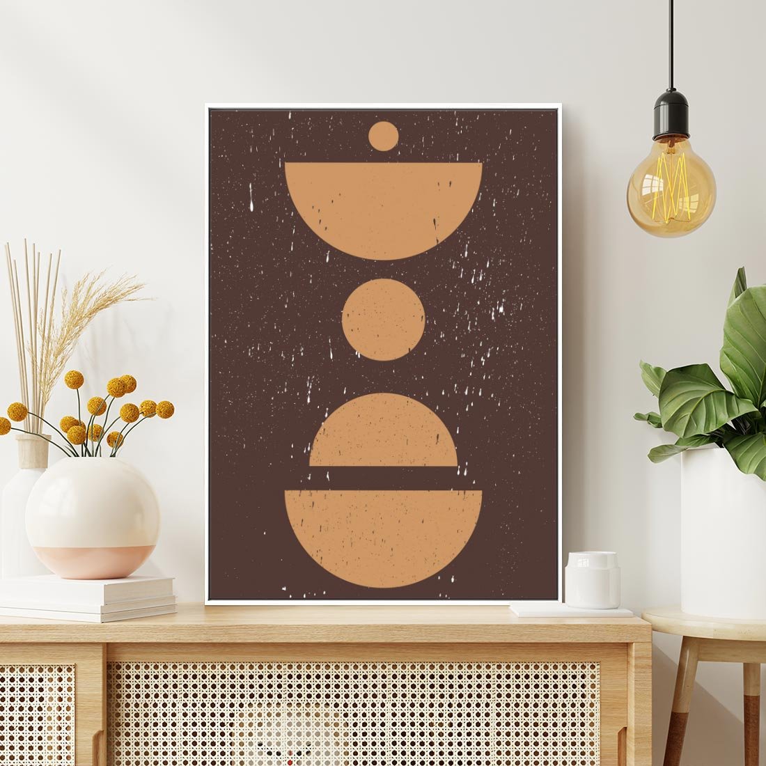 Obraz w ramie 70x100 - Impulsy Przestrzeni - mid century styl, nowoczesna grafika - rama biała