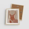 Plakat w ramie 40x50 - Kobiece Retro - minimalistyczny boho plakat, retro kobieta w stroju kąpielowym - rama drewno