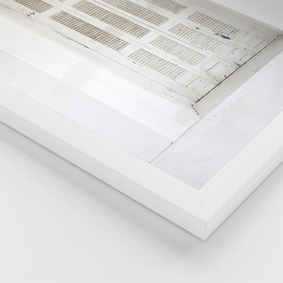 Zestaw obrazy w ramie 50x70 galeria - Turkus, Grecja, schody, okiennice - rama biała