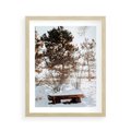 Plakat w ramie 40x50 - Ławka Pod Śniegiem - zimowy pejzaż, ławka pod śniegiem - rama drewno