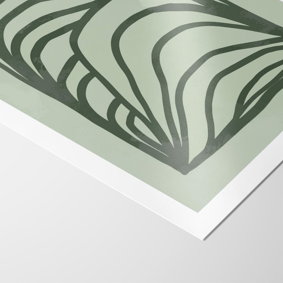 Plakat bez ramy 21x30 - Zielonkawy Uścisk Natury - abstrakcyjny zielony motyw, skandynawski design