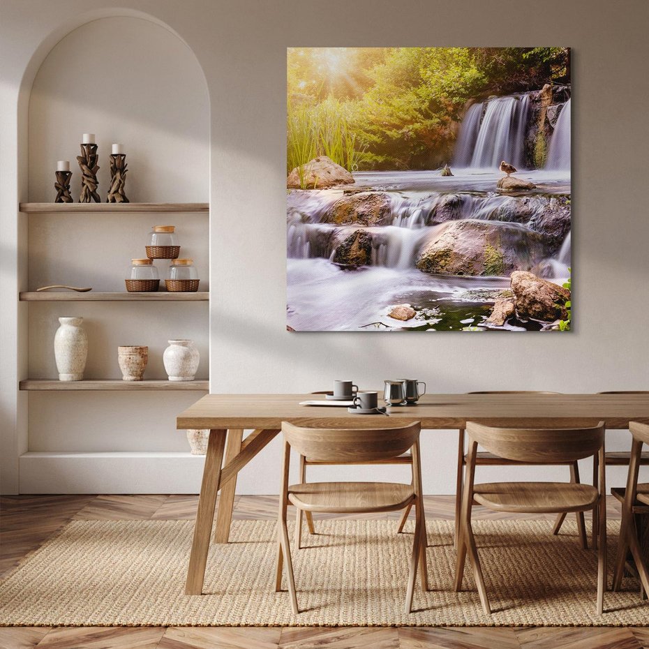 Obraz na płótnie 30x30 - Moc Natury - wodospad, rzeka