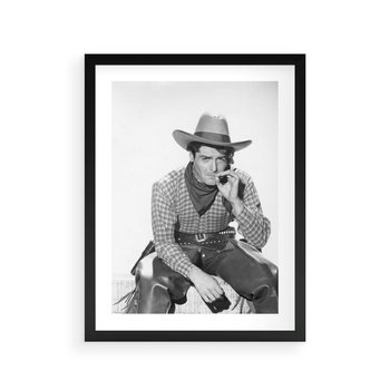 Plakat w ramie 30x40 - Dziki Zachód - retro zdjęcie, czarno białe - rama czarna